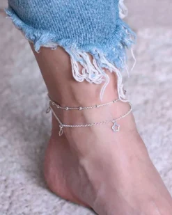 Tobillera Bolas Diamantadas Plata